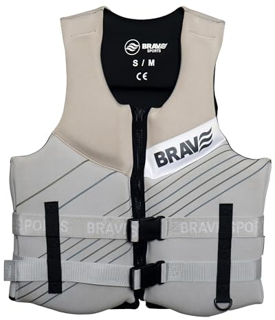 BRAVE SPORTS Chaleco Ayuda a la Flotabilidad 50N Certificado Adultos – Moto de Agua, Kayak y Paddle Surf – Neopreno SBR + EPE – Cremallera, Cintas y Anilla D