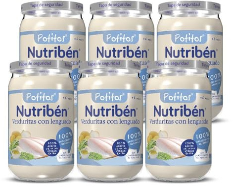Nutribén, Potitos De Verduritas con Lenguado, Desde los 6 meses, Pack de 6 x 235 gr