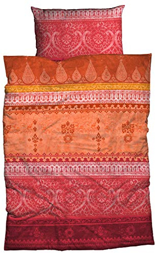 Casatex Bettwäsche Indi Satin orange-rot Größe 1x 155x220 cm + 1x 80x80 cm