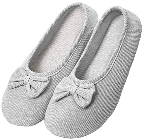 Solshine T002 Pantoufles fermées, en coton, ballerines pour femme - Gris - gris, 39/40 EU