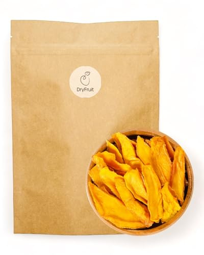 Dry-Fruit - Mangostreifen getrocknet 1Kg ganz ohne fasern | naturbelassen und unbehandelt | Mangostreifen - als gesunde Snacks | Knabberspaß mit Urlaubsfeeling