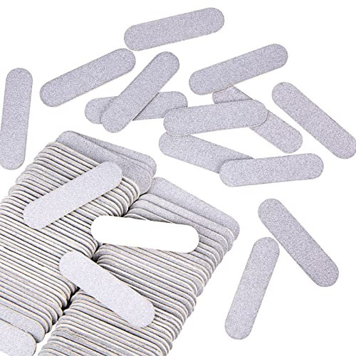 JSRQT 100pcs Mini Limas de Uñas Profesionales 180/240 Limas para Uñas Acrilicas para Uñas de Gel Doble Cara Tablero De Esmeril para Uso Doméstico y Salón Herramientas de Manicura (Plata)