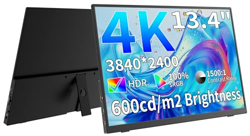 MAGICRAVEN 4K Portable Monitor, 13.3 UHD IPS Laptop Screen, Slim Lightweight Dual USB C HDMI Computer Gaming Display with Speakers, Travel Monitor for PC Phone PS5/4 Xbox Switch