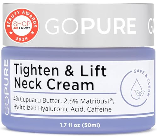 goPure Tighten & Lift Neck & Chest Moisturizer Cream for Visibly Firming, Tightening and Lifting Wrinkles & Crepey Skin, 1.7oz