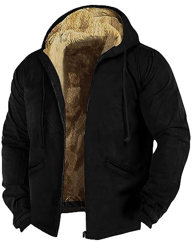 ZRYAZQ Veste Homme Chaud Veste Polaire Homme Casual Veste Chauffante Homme Zippé Sweat A Capuche Homme Chic Manteau Homme Hiver Blousons Homme Chasse Parka Homme Bombers Homme Blouson Aviateur Homme