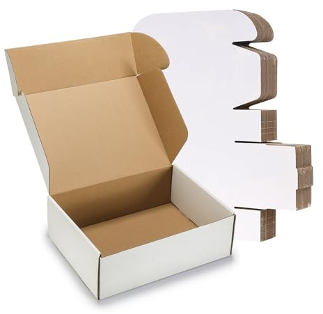 12x9x4 inches Shipping Boxes 20 Pack,TUKYLIL White Corrugated Cardboard Box,Mailer carton for Packaging Small Business,Gifts,Craft,Jewelry,daily supplies