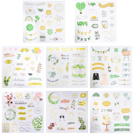 TYFGRT 8 pegatinas para bodas, pegatinas creativas para decoración de bodas, multicolor