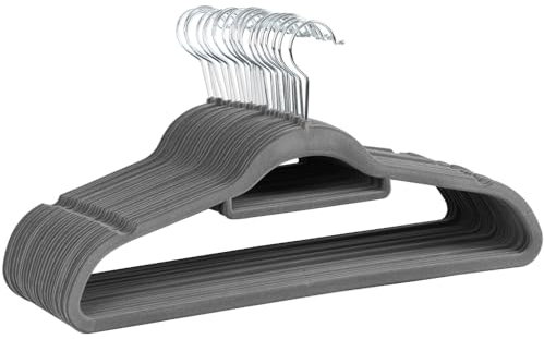 Soberine Grucce Velluto 100 Pezzi Lunghe 45 cm Salvaspazio Girevoli a 360° Antiscivolo Appendiabti per Camicie Capotti Grigio/con Porta Cravatte