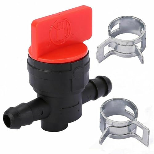Rubinetto per benzina con 2 morsetti per tubo da 6-8 mm di diametro, valvola di arresto del carburante per gasolio, accessori per attrezzi da giardino, design leggero a bassa usura, altezza 42 mm