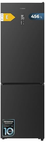 Cecotec Frigorífico Combi 456L Total No Frost Bolero CoolMarket Combi 456 Dark E. Altura 201cm y 59,5cm Ancho, MAX INSIDE con VIP Tech, Compresor Inverter Plus, Bajo Consumo, Bandejas Cristal, Dark