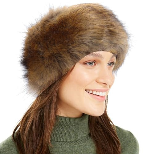 Women's Faux Fur Hat Winter Fur Headbands for Women Fluffy Hats Cossack Style Russian Hat Ladies Warm Winter Caps