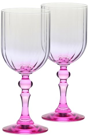 Krosno Verres à vin 300 ml avec pied rose, lot de 2 – pour vin rouge, vin blanc, mocktails et eau – cristal sans plomb – compatibles lave-vaisselle – Bubble Celebration Moments