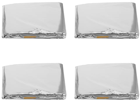 FUNOMOCYA Lot de 4 Paquet de Couchage de Thermiques 200 X 99 Cm, Isolante Imperméable et Coupe-Vent, Équipement d'urgence Compact pour Camping, Randonnée et Situations Extérieures