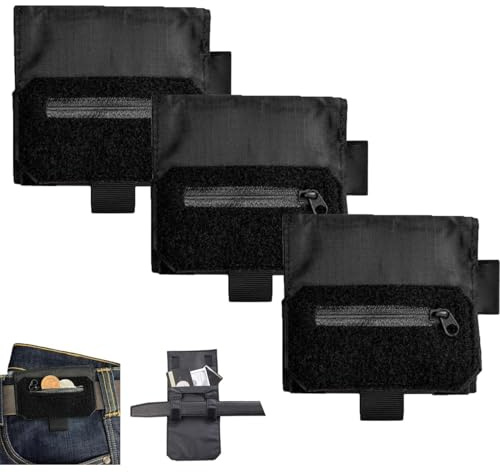 Cartera con cinturón Delgado, riñonera táctica Oculta con Almacenamiento de Acceso rápido, Cartera de Viaje Oculta para Senderismo al Aire Libre (3pcs)