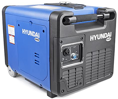 Hyundai 4000W / 4.0kW Portable Petrol Inverter Generator – Electric Start & Remote Keyfob, Wheel Kit, Quiet Closed-Case Design with Pure Sine Wave Output for Home Backup, Camping & Caravans