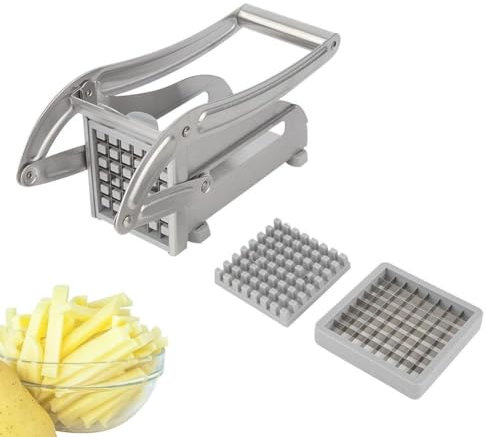Pommesschneider aus Edelstahl, Kartoffelschneider Pommes Frites Schneider, Edelstahl Gemüse Kartoffelschneider Chips Schneidemaschine mit rutschfesten Füßen Perfekt für Kartoffeln, Karotten