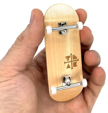 Teak Tuning 34mm Pro Fingerboard Complete - Fully Assembled with Pro Level Components - Pro Shaped Wooden Deck (34x97mm), UltraSpin Bearing Wheels, Prodigy Gen2 Trucks - Silver Heels