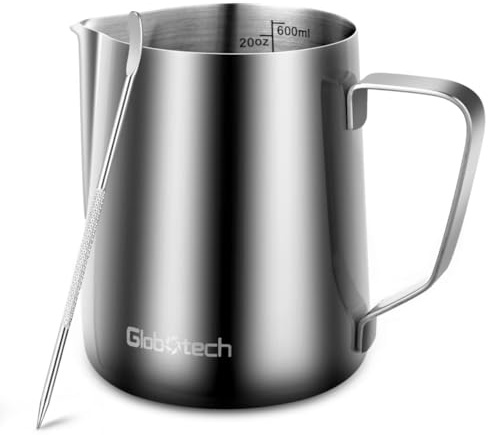 Brocca per latte in acciaio inox, brocca per caffè e schiuma per caffè espresso, brocca per latte e cappuccino, cioccolata calda, 600 ml