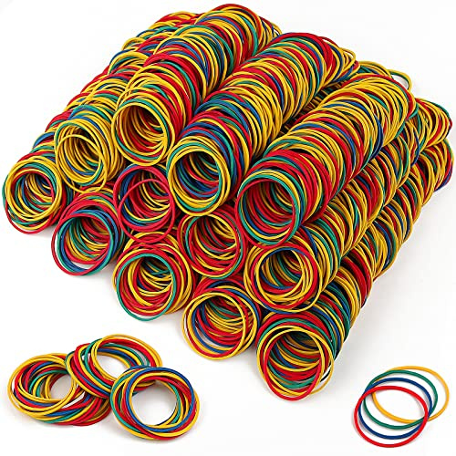 Elastiska band 600 stycken gummiringar färg 38 x 1,4 gummiband hushållsgummi färgglada gummi väsentligheter för hem kontor skola gummi