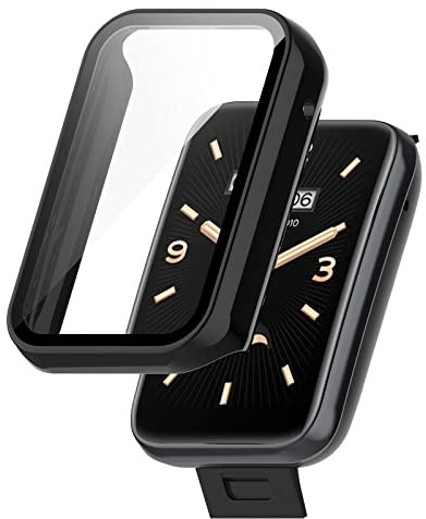 Zzjingli. PC+ Toughened Film Vollständig geschlossenes Uhrengehäuse for Xiaomi Mi Band 7 Pro (transparentes Weiß) (Pink) (Schwarz) usw (Color : Black)