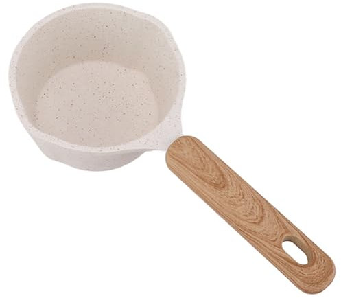 Vit Såskastrull med Pip, 10 cm, Mjölkkastrull för Uppvärmning, Skumning och Tillagning av Delikata Såser