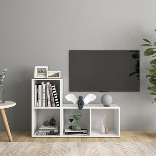 Gecheer TV-bänk flytande TV-bord TV-ställ väggbord modernt vardagsrum TV-bord 2 st spånskiva vit 72 x 35 x 36,5 cm