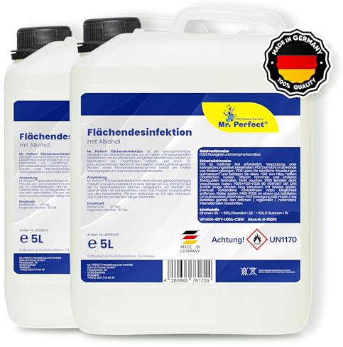 Mr. Perfect® alkoholisches Flächendesinfektionsmittel 2x5L - Hochwirksame Flächendesinfektion mit Alkohol - Ideales Desinfektionsmittel für alle glatten Oberflächen
