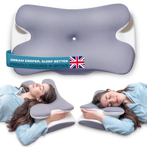 Comfortpad 2 in 1 Cervical Memory Foam Pillows for Neck & Shoulder Pain | Butterfly Pillow for Sleep Apnea | Ergonomic Side Sleeper Pillows for Neck Support | Contour Pillow for Back & Side Sleepers
