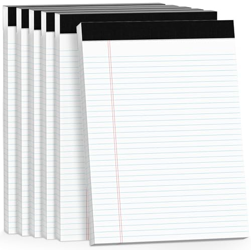 AILZFEI 300 Sheets Legal Pads 8.5 x 11 College Ruled 6-Pack White Paper Note Pad Narrow Ruled 50 Sheets per Notepad Perforated Writing Pad Sturdy Back 8x11 Legal Pads Pads of Paper