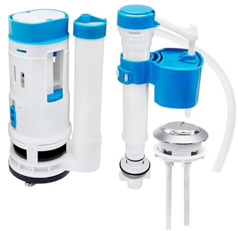 Nicear Dual Flush Valve Kit - Adjustable Toilet Tank Button Assembly Stainless Steel Universal Leak-Proof Toilet Tank Accessories Compatible with 20-25cm Height (Button Diameter 7cm)