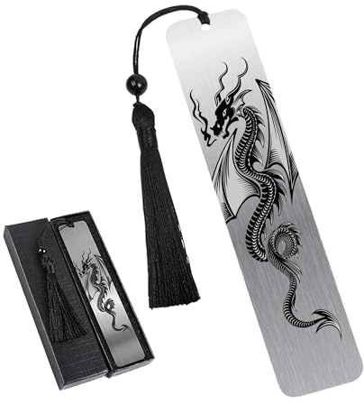 Metal Dragon Art Bookmark Gift - 1 PC Fantasy Metal Bookmark Black Tassel | 1 Pcs Fantasy Metal Bookmarks with Black Tassel Inspirational Page Markers Supplies Graduation Gifts