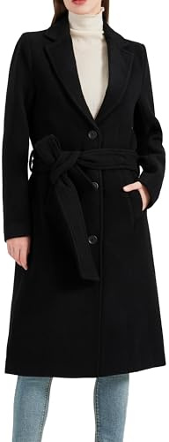 The Platinum Tailor Ladies Black Overcoat 70% Wool & Cashmere Warm Winter Mod Single Breasted Coat (UK, Numeric, 10, Regular, Regular, Black)