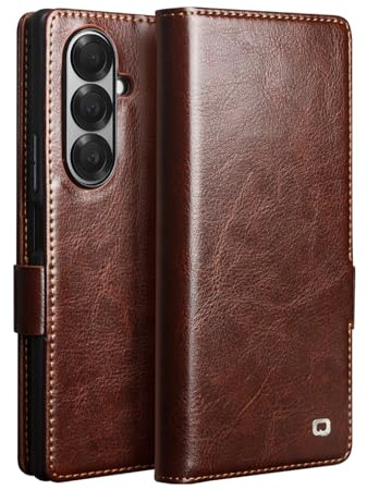 QIALINO for Samsung Galaxy Z Fold 7 Leather Case, Premium Handmade Luxury Genuine Leather Wallet Flip Shockproof Case with [Card Slots] [Magnetic Closure] [Kickstand] for Galaxy Z Fold 7 (Brown)