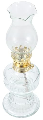 Mipcase Lámpara de Queroseno Retro para Hogar con de Vidrio Transparente y Mechas Dobles Lámpara de Aceite Decorativa y Práctica Resistente al Viento Vintage Elegante para