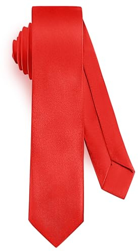 URAQT Corbatas para Hombre, 5CM Corbatas Delgadas, Color Sólido, Empatar Formal Clásica, Ropa Accesorios Regalo, Atars de Hombre Modernas para Boda, Fiesta, Business Negocios (Rojo)
