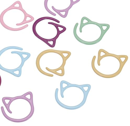 PATIKIL Marcadores De Puntos De Ganchillo Con Forma De Gato, 12 Piezas Marcadores De Puntos Para Suministros De Tejer Y Ganchillo Anillos De Clip Espiral De Metal Para Hilo, Multicolor
