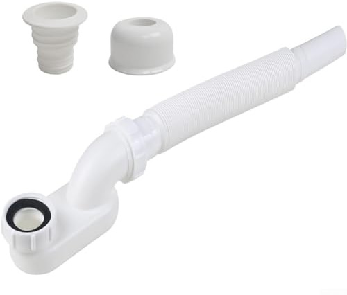 G1-1/2 Flat P-Trap Tubo di Scarico Flessibile Vasca Da Bagno Kit Basso Profilo Salvaspazio Design per Vasche Freestanding Raccordo Slip-Joint Estensibile Lunghezza 92cm