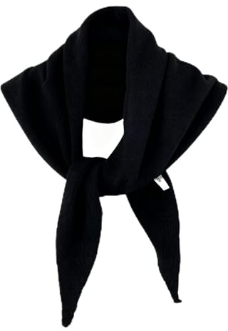 LAOYEFACAI Bufanda de invierno para mujer Bufanda de lana suave triangular lisa Pañuelo de cuello Prendas de punto y bufandas cálidas Regalos para mujeres grande y ligera (Black)