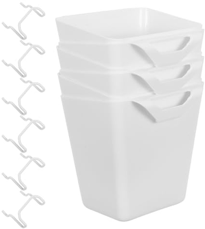 Healeved Set 6 Ganci in Metallo e Contenitori in Plastica per Pegboard, Organizer da Parete Multipurpose con Scatole Quadrate per Spazi Verticali a Casa