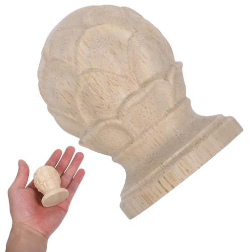 GALPADA Remate de Madera Tallada Estilo Europeo para Postes de Cortina, Cabeza de Piña Decorativa 4x6 Cm, Artesanía para Decoración de Hogar y Muebles, Remates Decorativos para Escaleras