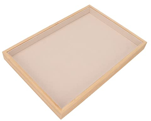 Naroote Vassoio per Gioielli in Legno Vassoio da Esposizione Leggero Ed Elegante per Collane e Braccialetti per L'organizzazione del Cassetto (Beige)