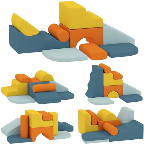 AIYAPLAY Parcours Motricité Bébé 9PCS Module Mousse Velours Multicolore