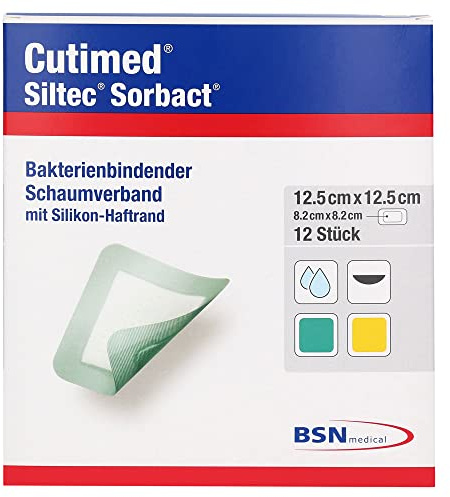 Cutimed Siltec Sorbact PU-Verband 15x15 cm, 12 St