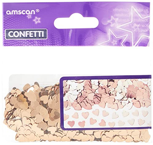 Amscan 9903474 - Confeti de corazones brillantes metálicos de oro rosa, 14 g, 1 paquete, 14 g