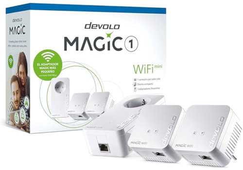 Devolo Magic 1 WiFi Mini Compact Starter Kit Powerline Wifi con Cavi di Corrente, Mesh, Tecnologia G.hn, Bianco