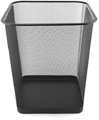 D.RECT Papierkorb Büro 18L - Abfalleimer, Papierkorb aus Drahtgeflecht Mülleimer, Papiereimer - Metall Büroeimer Mesh Eckig, Schwarz