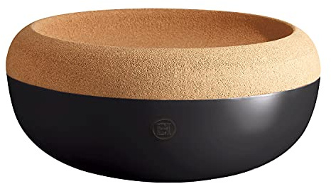 Emile Henry Made in France Large Fruit & Vegetable Storage Pantry Bowl, 14.1 inch diameter, Black Truffle