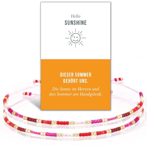 happymaker - Armbänder für Frauen und Mädchen, handgefertigt aus Miyuki Perlen mit Geschenkverpackung, Sommer Geschenk, Sommerarmbänder, Freundschaftsarmband