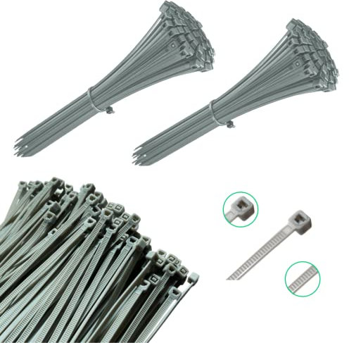 Viceree 200 Kabelbinder GRAU -3,6x200mm- Perfekt Für Werkstatt Zubehör & Allgemeine Anwendungen, Langlebig & Robust, Kabelbinder Wiederverschließbar, Kabelbinder Grau Hohe Qualität