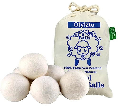 Otylzto Wool Dryer Balls 6-Pack, Drying Balls for Laundry,Reusable As Natural Fabric Softener, Reduce Clothing Wrinkles, Drying Clothes Faster Eco-Friendly